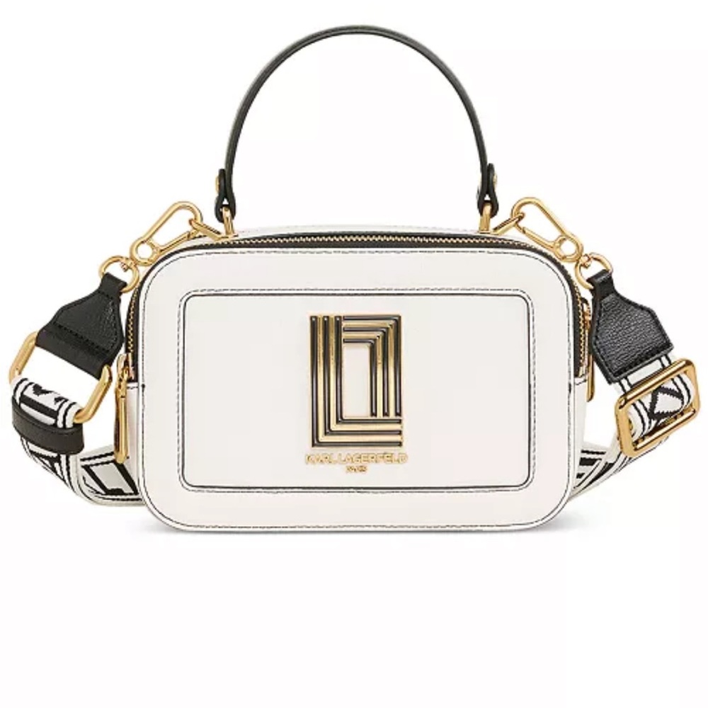 Karl Lagerfeld White and Black Simone Camera Bag NWT